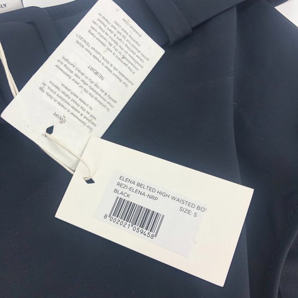 Evarae Elena Black High Waisted Belted Swim Bottoms Small NWT - Picture 4 of 6